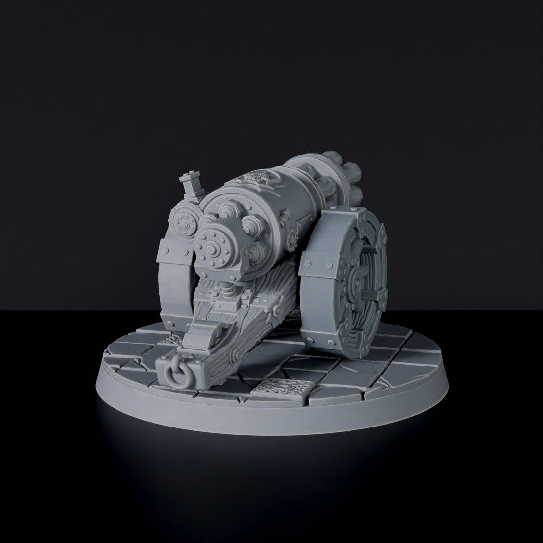 Fantasy miniature of warmachine Minigun for Bloodfields tabletop RPG game