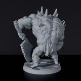 Fantasy miniature of demon warrior Garoth with axe for Bloodfields tabletop RPG game