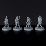 Fantasy miniature of undead warriors with sword and axe Zombies - dedicated set to army for Bloodfields