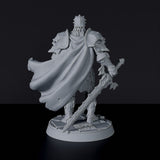 Fantasy miniature of vampire knight Vivienne Lacroix with sword and armor for Bloodfields tabletop RPG game