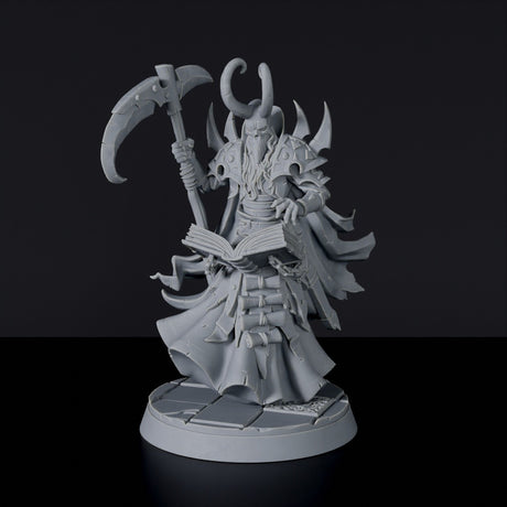 Fantasy miniature of undead wizard with scythe Soul Harvester - dedicated set to army for Bloodfields