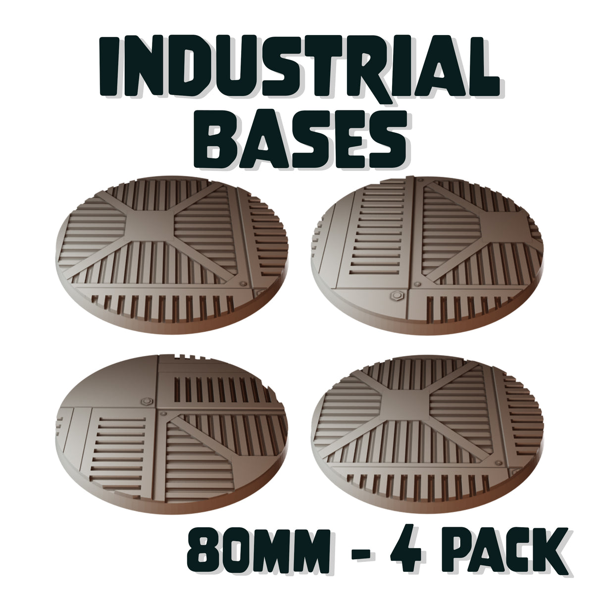 80mm Industrial Round Bases (Set of 4)