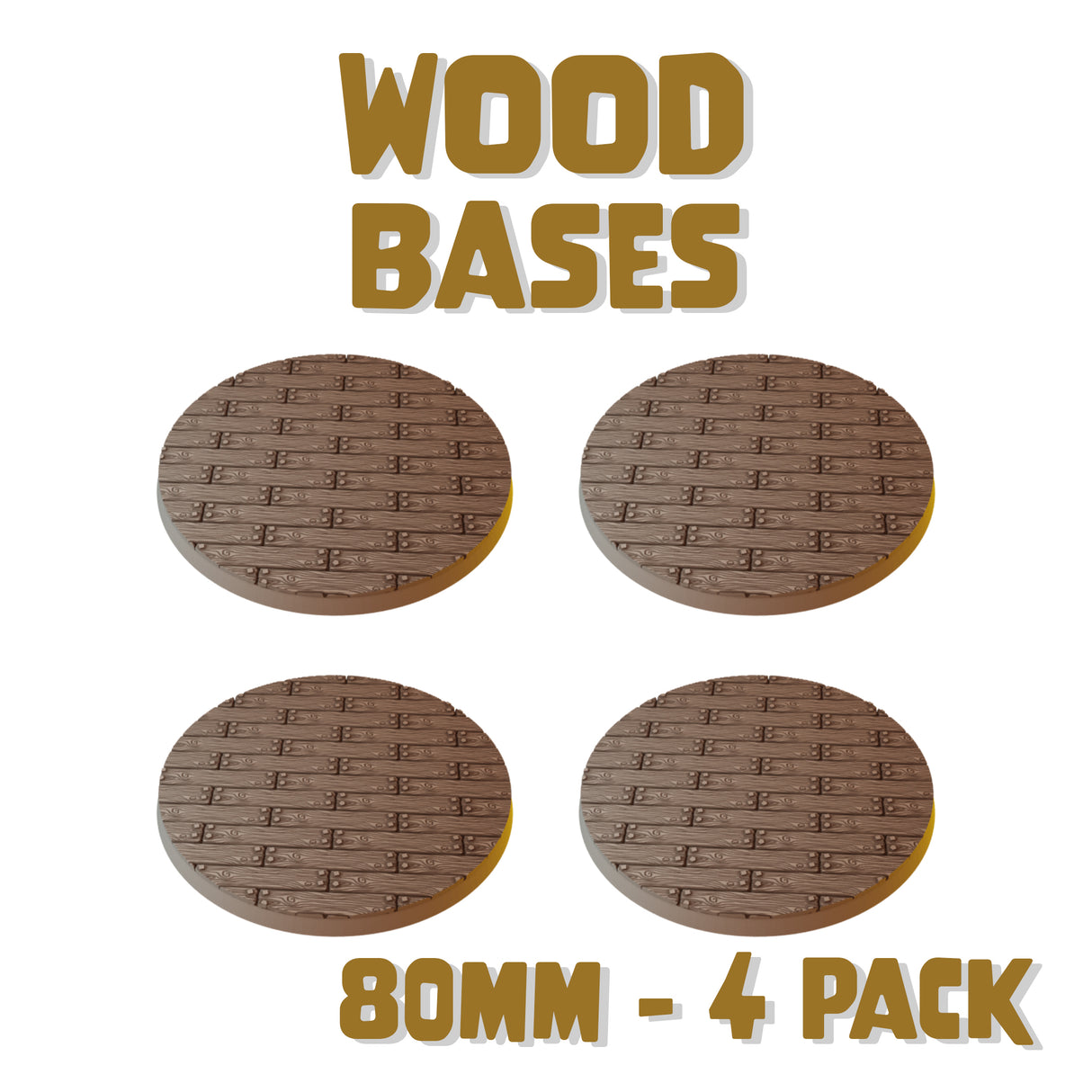 80mm Wood Round Bases (Set of 4)