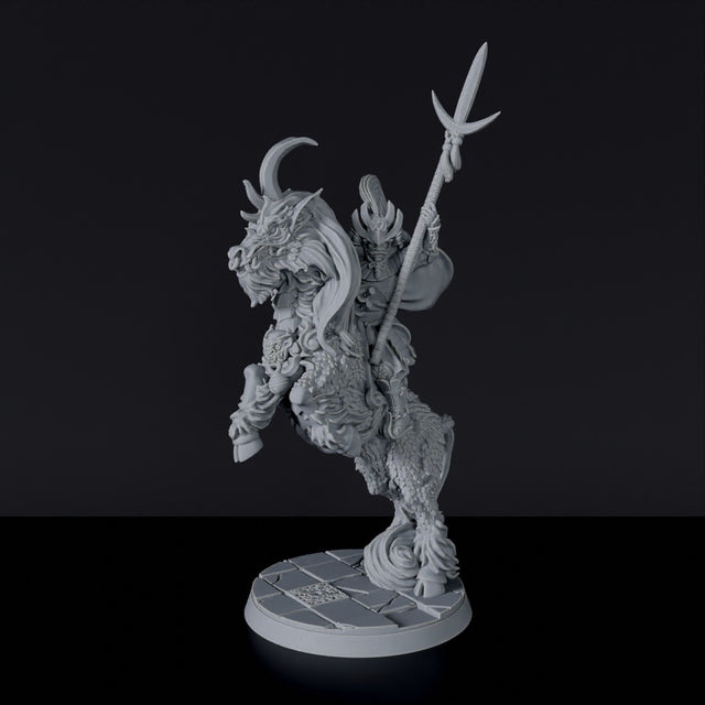 Fantasy miniatures of asian samurai warrior Shinda on Kirin with spear on horse - Bloodfields tabletop RPG game