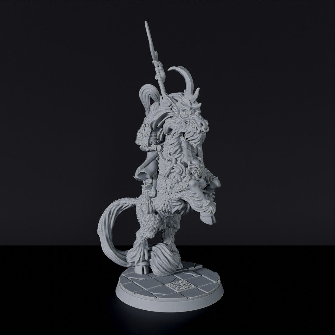 Dedicated set for Bloodfields Dragon Empire army - fantasy miniature of samurai asian warrior Shinda on Kirin with spear