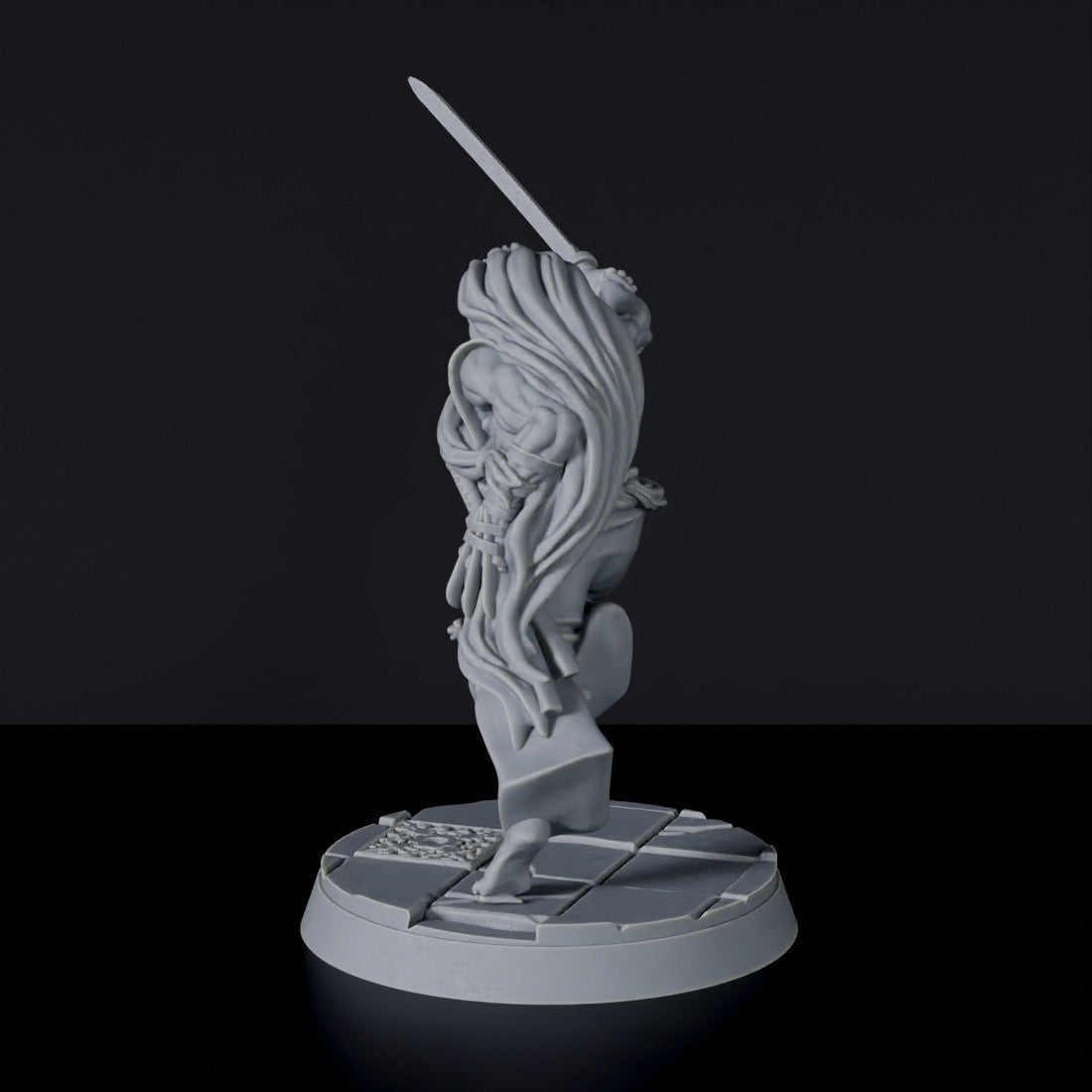 Fantasy miniatures of asian fighter Raion with sword - Bloodfields tabletop RPG game