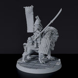 Dedicated set for Bloodfields Dragon Empire army - fantasy miniature of samurai fighter on beast Komainu Spearman