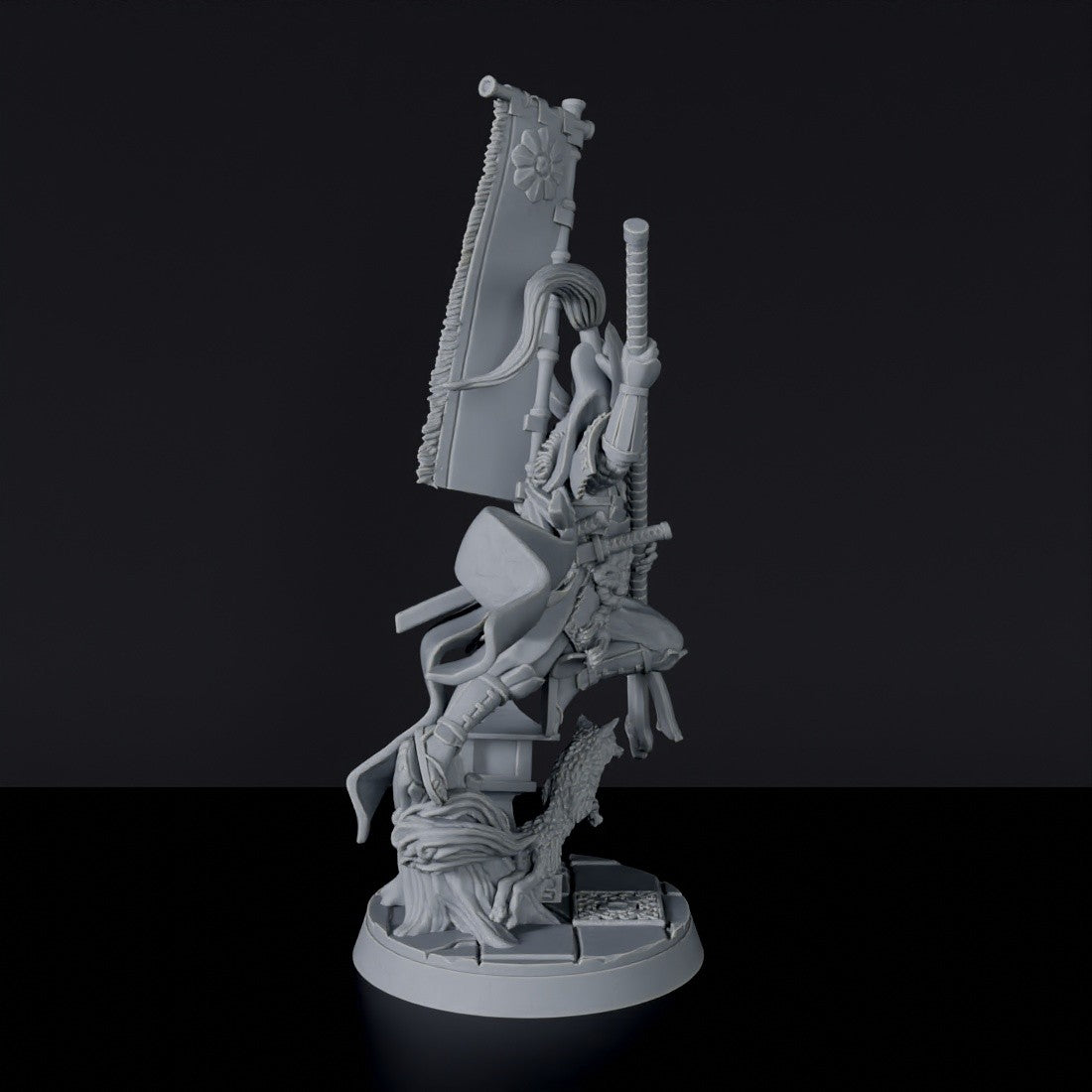 Dedicated set for Bloodfields Dragon Empire army - fantasy miniature of asian samurai General Minamoto with trident