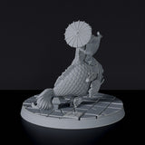 Fantasy miniatures of asian warrior Hori Mizu on fish beast - Bloodfields tabletop RPG game