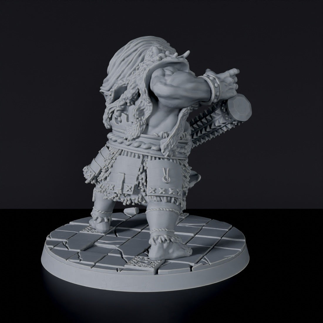 Fantasy miniatures of asian warrior monster Oni with big muscles - Bloodfields tabletop RPG game