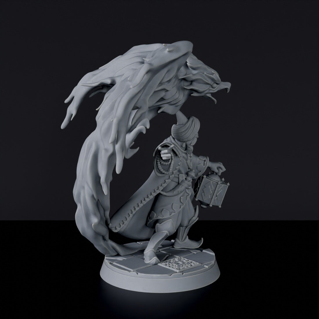 Dedicated set for Bloodfields Cult of flame army - fantasy miniature of magic arabic wizard Far'Adal with flying burning bird