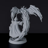 Fantasy miniature of magic arabic sorcerer Far'Adal with flying burning bird for Bloodfields tabletop RPG game