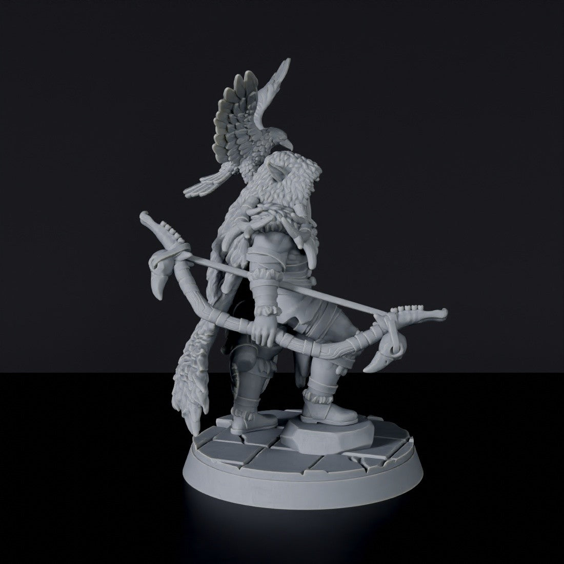 Dedicated set for Bloodfields Sullen Swampfolk army - fantasy miniature of Va'laar Swampwalker with bow, quiver and flying bird