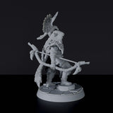 Dedicated set for Bloodfields Sullen Swampfolk army - fantasy miniature of Va'laar Swampwalker with bow, quiver and flying bird