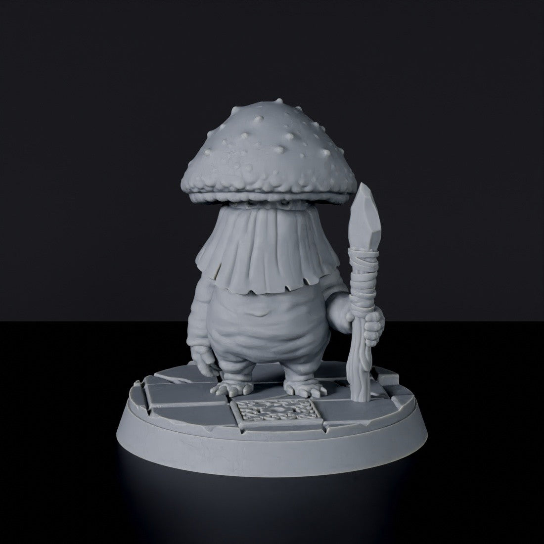 Fantasy miniatures Shroom Spore beast warrior with spear for Bloodfields tabletop RPG game