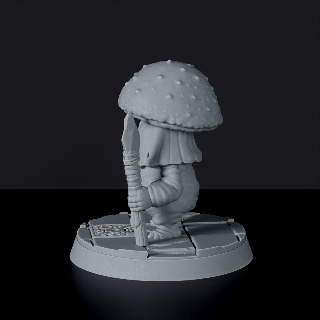 Miniature of Shroom Spore fighter with spear - Sullen Swampfolk dedicated set for Bloodfields tabletop wargame