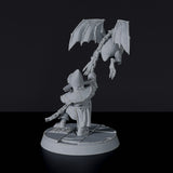 Fantasy miniature of globlin Handler Urugash with flying beast and helmet for Bloodfields tabletop RPG game