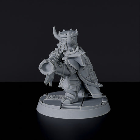 Miniature of Dhanu dwarf fighter with pistol and helmet - dedicated set for Corrupted Dwarfs army