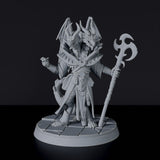 Fantasy miniatures of dragonborn Scalander Su-Dun with staff and cloak - dedicated set to army for Bloodfields tabletop RPG game