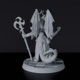 Fantasy miniature of dragonborns Scalander Su-Dun with cloak and staff - dedicated set to army for Bloodfields tabletop RPG game