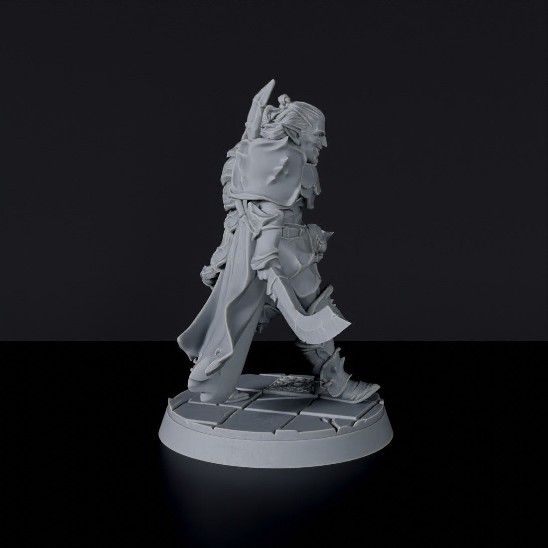 Dedicated set for Bloodfields Everdark Elves army - fantasy miniature of elf Slazgar Bor'Duin with sword and cloak