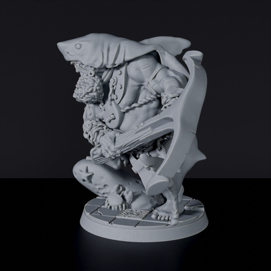 Miniature of pirate ogre Fishgutt Sharkkiller - dedicated set for Bloodfields tabletop wargame