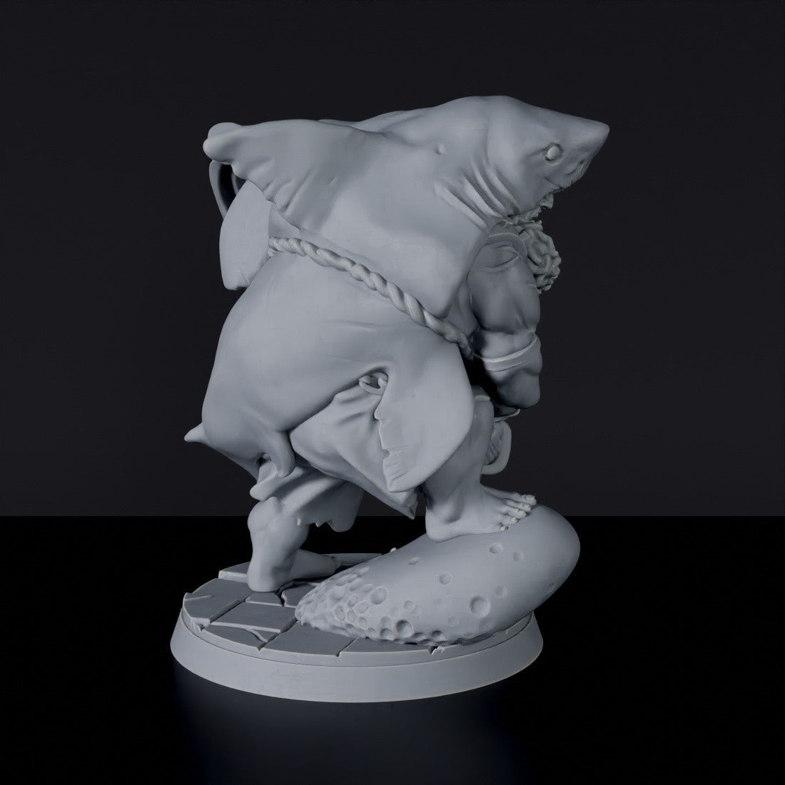 Dedicated set for Bloodfields Bloodsail Ogres army - fantasy miniature of pirate ogre Fishgutt Sharkkiller with anchor and shark