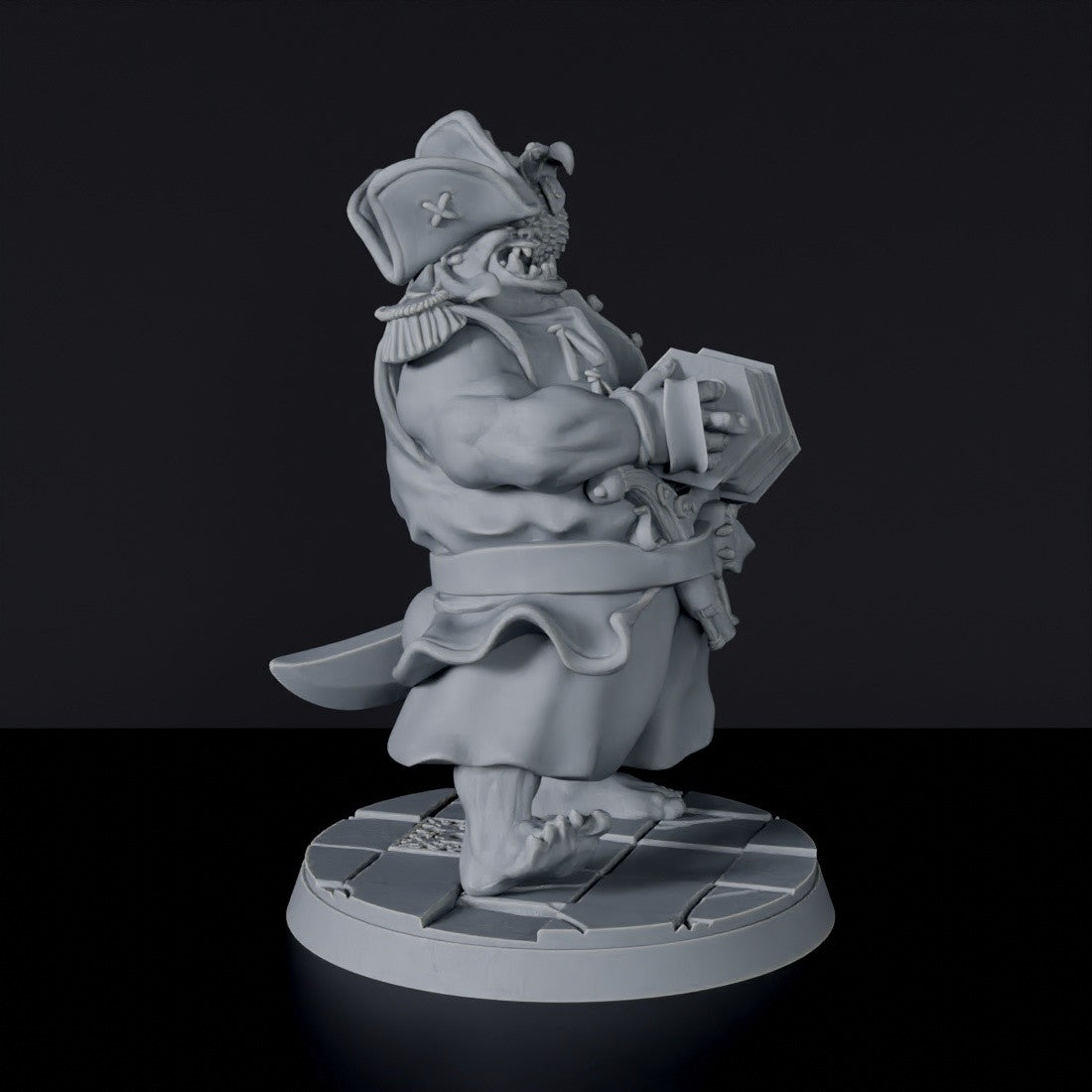 Dedicated set for Bloodfields Bloodsail Ogres army - fantasy miniature of pirate ogre Jolly Roger with sword and hat