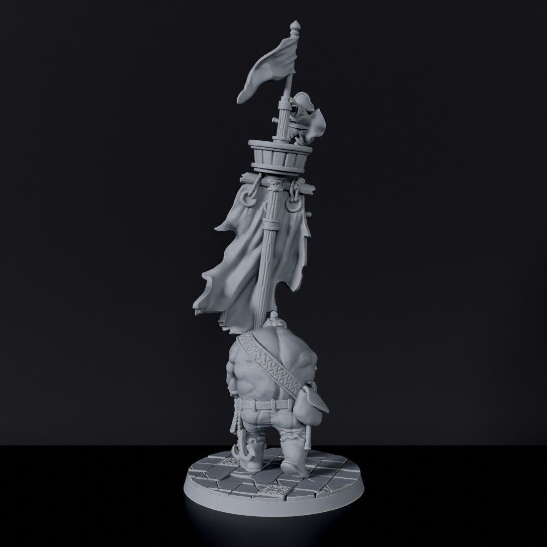 Fantasy miniatures of pirate ogre Kush Mastbearer - dedicated set to army for Bloodfields tabletop RPG game