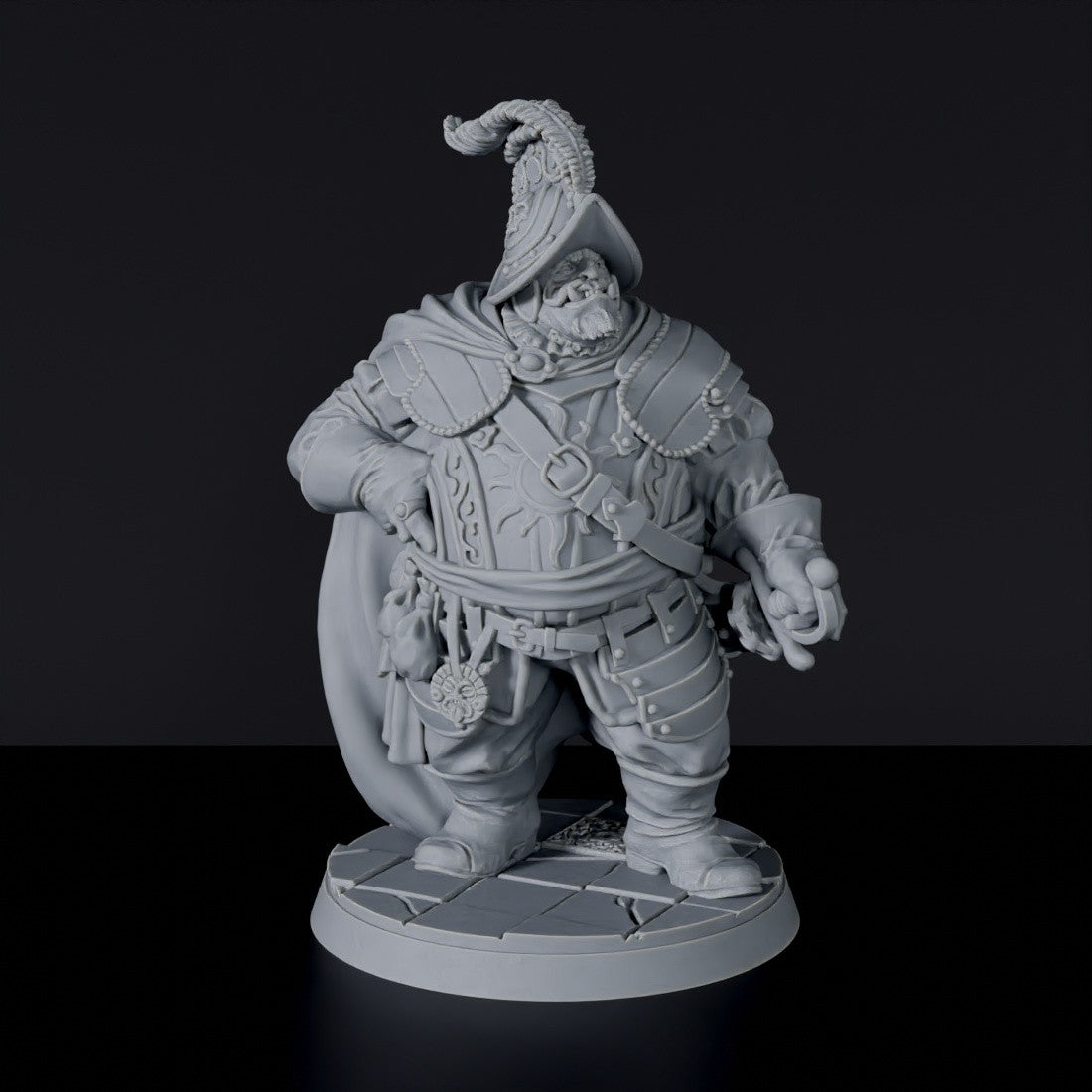 Fantasy miniatures of pirate ogre Rodrigo de Ogra with sword and helmet - dedicated set to army for Bloodfields RPG game