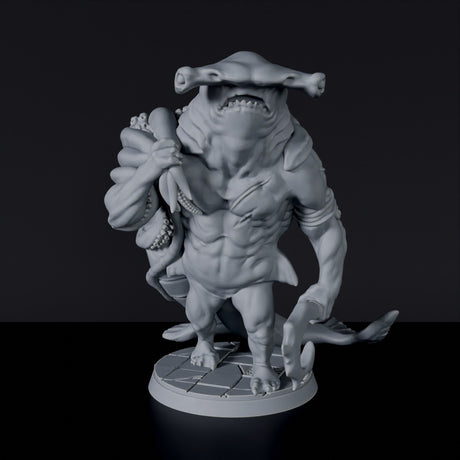 Fantasy miniatures of pirate Sharkman beast shark with scythe - dedicated set to army for Bloodfields tabletop RPG game