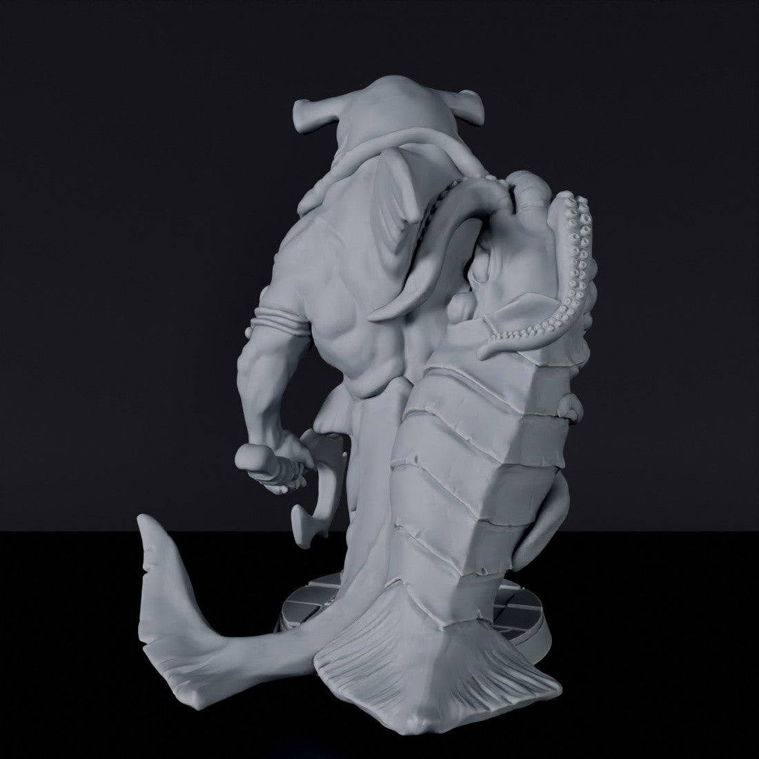 Fantasy miniatures of pirates beast Sharkman with scythe - dedicated set to army for Bloodfields tabletop RPG game