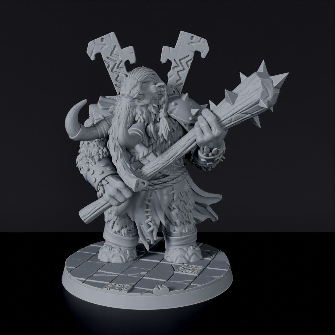 Fantasy miniature of mammoth Vishal beast monster warrior for Bloodfields Beastshape Tribe army