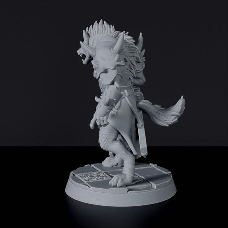 Miniature of Uryu wolf warrior with sword - dedicated set for Bloodfields tabletop wargame