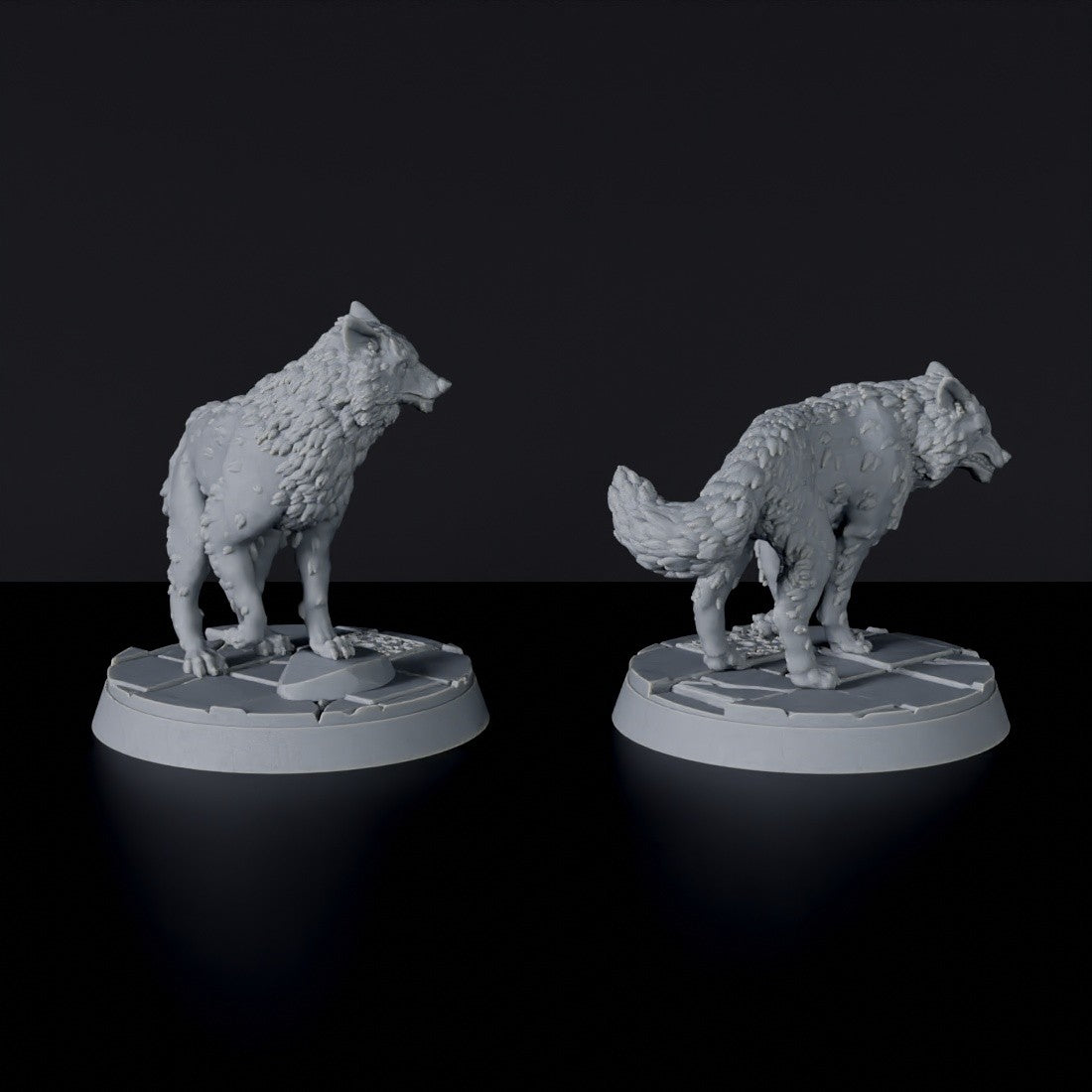 Dedicated set for Bloodfields Beastshape Tribe army - fantasy miniatures of two wolfs Neya & Taya