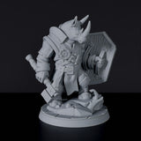 Fantasy miniatures of Faru rhino warrior with hammer and shield - dedicated set to army for Bloodfields tabletop RPG game