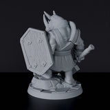 Fantasy miniature of Faru rhino warrior with hammer and shield - dedicated set to army for Bloodfields tabletop RPG game