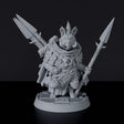 Fantasy miniature of boar Brother Tusk with spear for Bloodfields Beastshape Tribe army