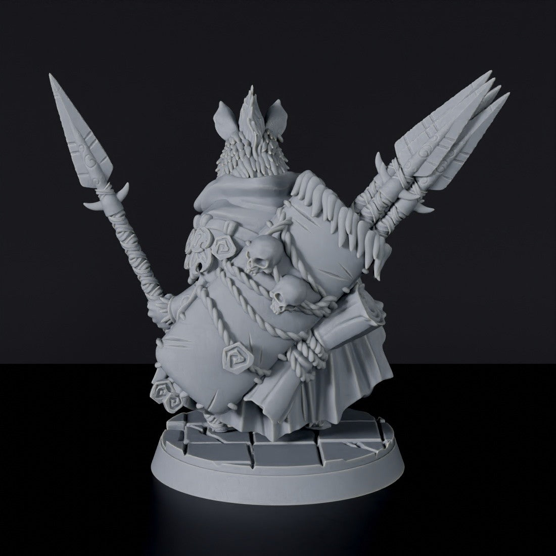 Fantasy miniatures of boar Brother Tusk with spear - dedicated set to army for Bloodfields tabletop RPG game