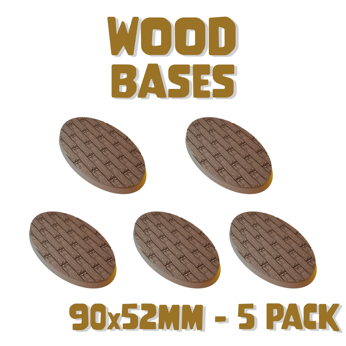 90x52mm Wood Round Bases (Set of 5)