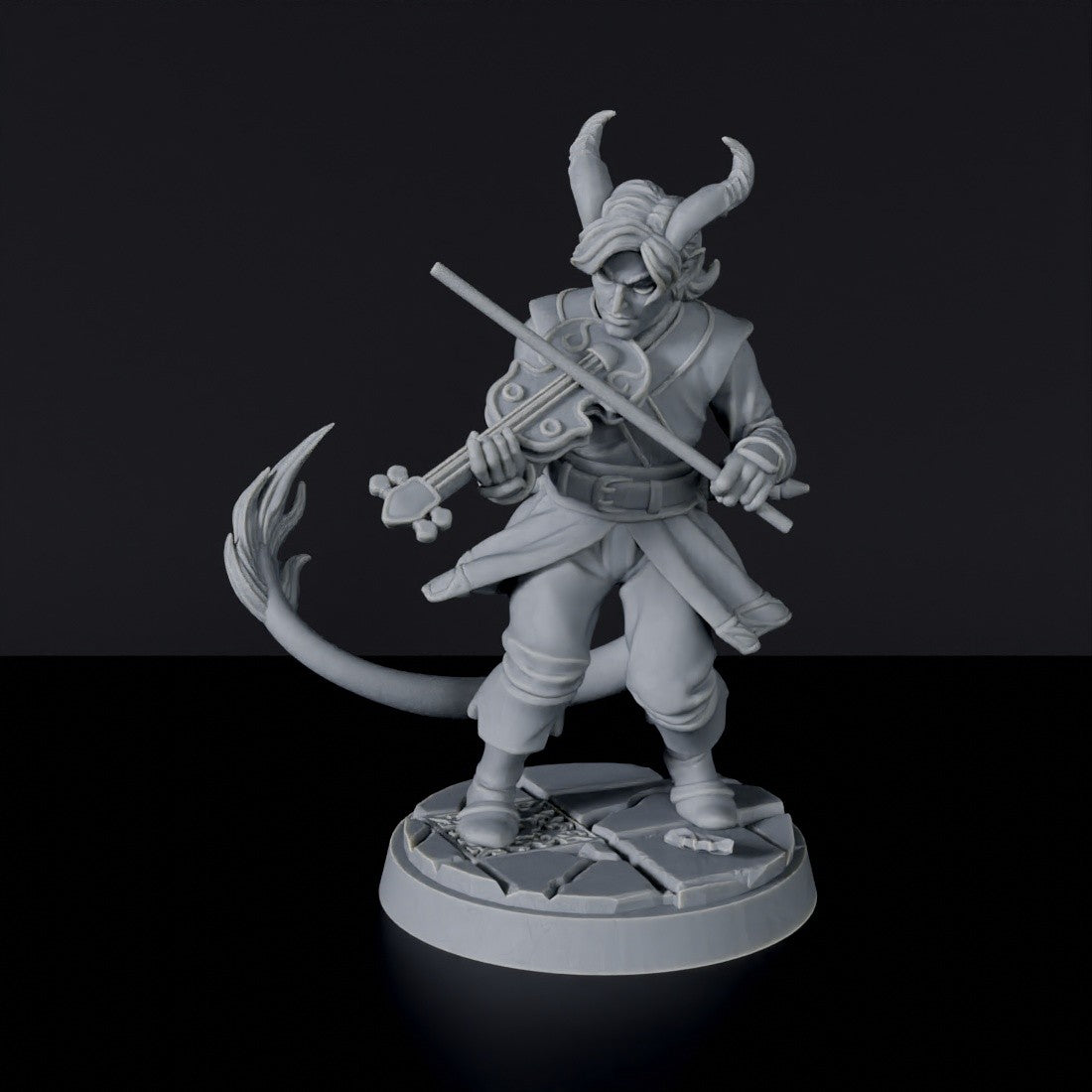 Miniature of Tiefling Male Bard for fantasy tabletop role-playing games