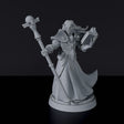 Miniature of Elf Male Sorcerer with staff and tome - dedicated warlock set to army for fantasy tabletop RPG games