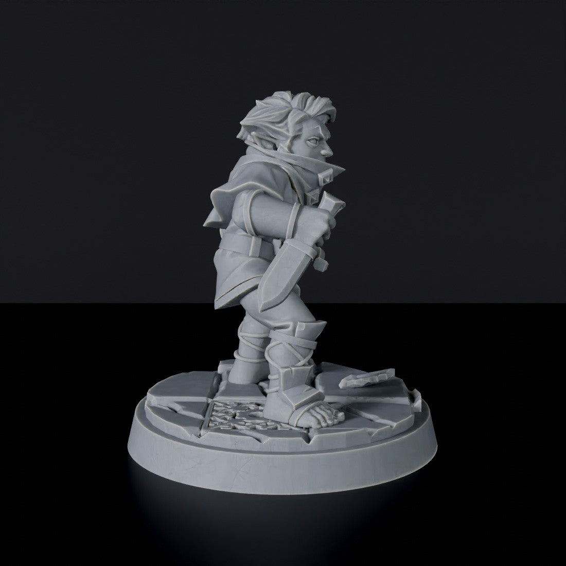 Dedicated thief set for fantasy tabletop RPG army - Halfling Male Rogue miniature with crossbow and knife