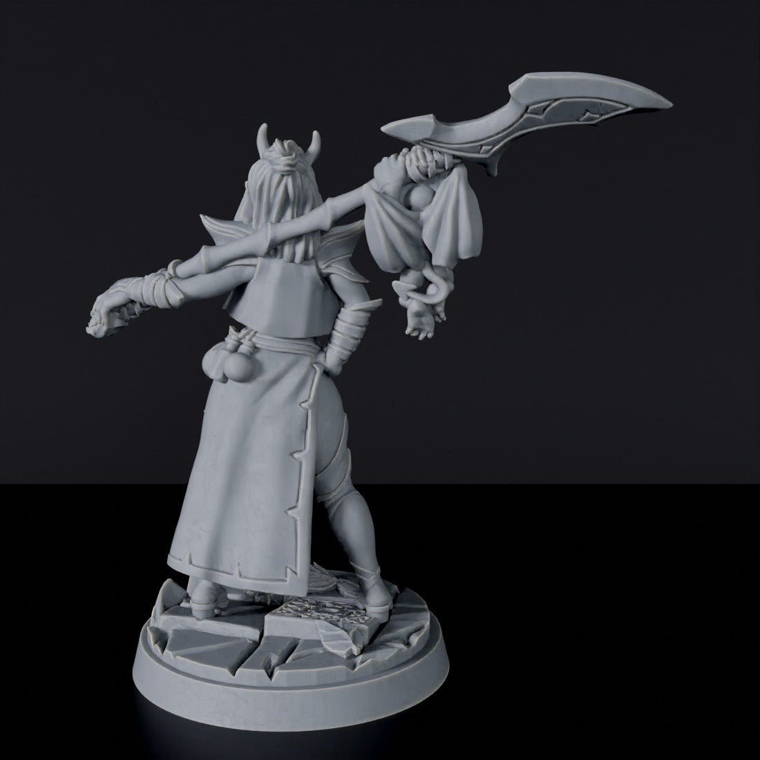 Fantasy miniatures of Tiefling Female Warlock - dedicated set to army for tabletop RPG games