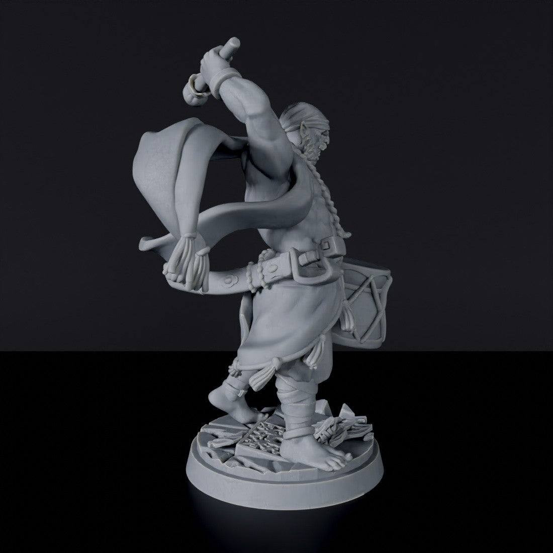 Dedicated set for fantasy tabletop RPG army - Half-Orc Male Bard miniature with sword