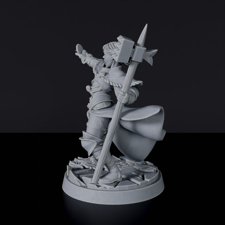 Miniature of Human Female Cleric - knight with armor and hammer set for fantasy tabletop RPG games and collectors