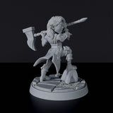 Dedicated fighter set for fantasy tabletop RPG army - Gnome Female Warrior miniature with hammer