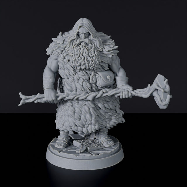 Miniature of Human Male Druid with staff - dedicated forest druid set to army for fantasy tabletop RPG games