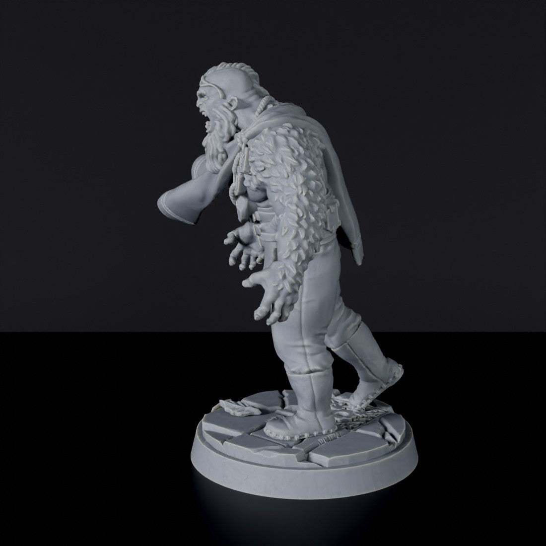 Miniature of Orc Male Druid - wizard with cloak - dedicated fantasy set for tabletop role-playing games