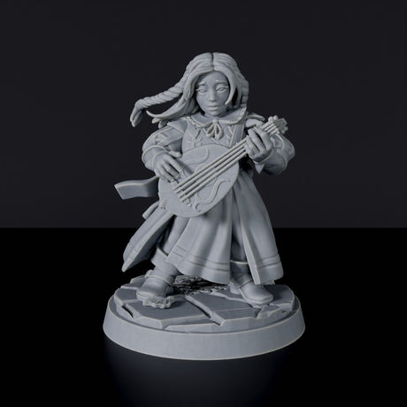 Miniature of Dwarf Female Bard for fantasy tabletop role-playing games